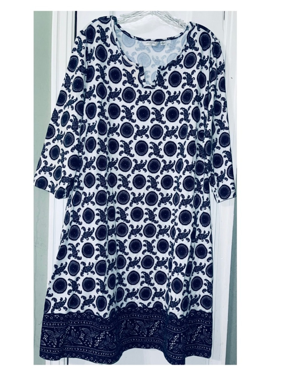 Liz Claiborne Blue and White Paisley Tunic Dress